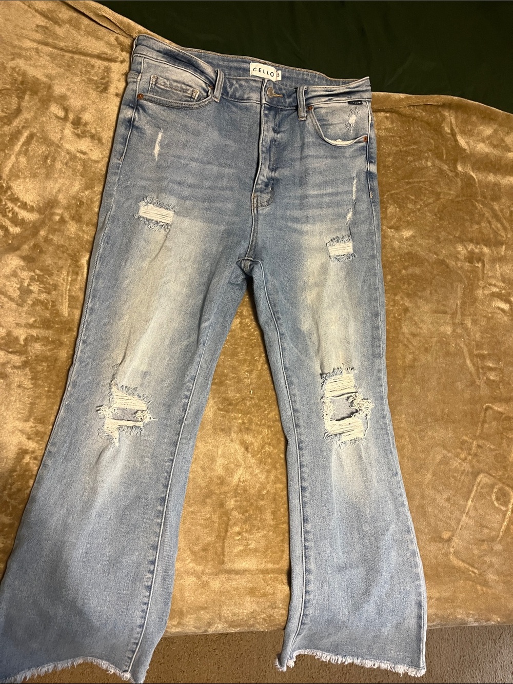 Cello Light Blue Distressed Flare Jeans